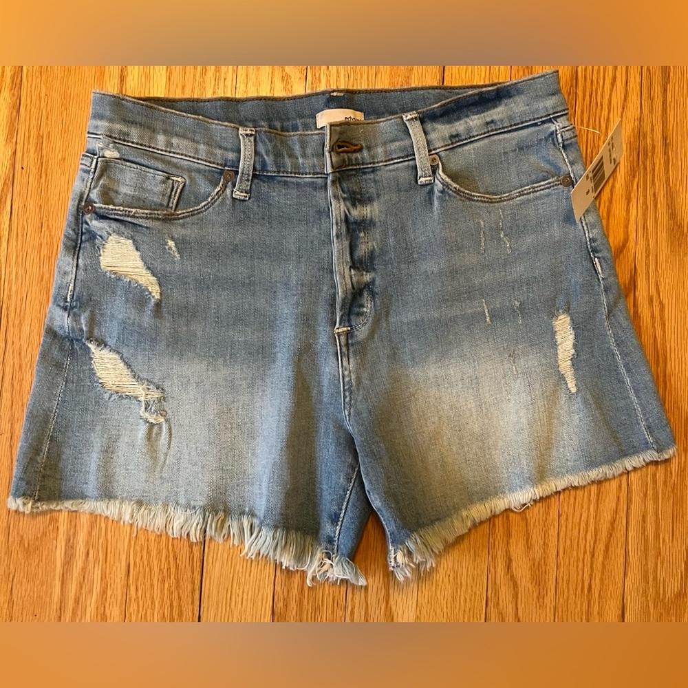 NWT Edyson Delon High Rise Jean Shorts with Frayed Hem and Distressing